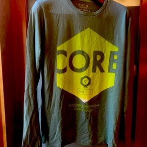 Core men’s all cotton grey and yellow, medium size, long sleeve,  T-shirt.